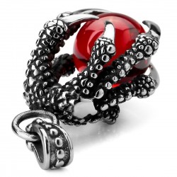 Punk style - dragon claws with red bead - stainless steel necklaceNecklaces
