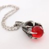 Punk style - dragon claws with red bead - stainless steel necklaceNecklaces