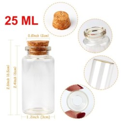 Mini garrafas de vidro com cortiça - decoração de casamento suspensa - 25ml