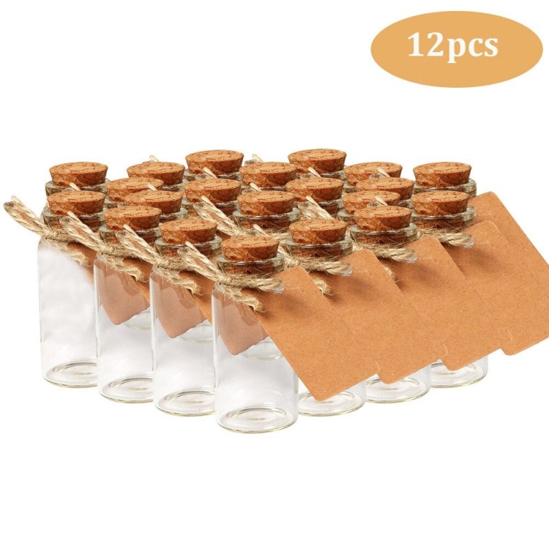 Mini garrafas de vidro com cortiça - decoração de casamento suspensa - 25ml