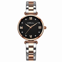 CRRJU - relógio de luxo elegante - Quartz - à prova d'água - aço inoxidável