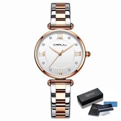 CRRJU - relógio de luxo elegante - Quartz - à prova d'água - aço inoxidável