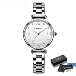 CRRJU - relógio de luxo elegante - Quartz - à prova d'água - aço inoxidável