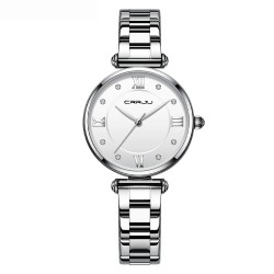 CRRJU - relógio de luxo elegante - Quartz - à prova d'água - aço inoxidável