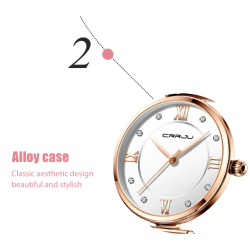 CRRJU - relógio de luxo elegante - Quartz - à prova d'água - aço inoxidável