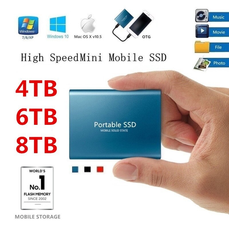 Armazenamento em disco rígido móvel - SSD - tipo C - USB 3.1 - liga de alumínio - 500 GB / 1 TB / 2 TB / 4 TB / 6 TB / 8 TB