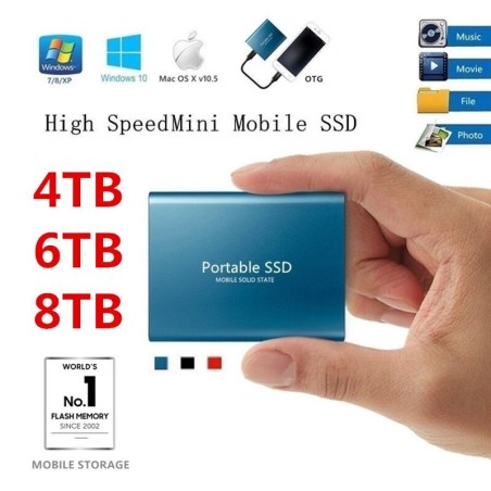 Armazenamento em disco rígido móvel - SSD - tipo C - USB 3.1 - liga de alumínio - 500 GB / 1 TB / 2 TB / 4 TB / 6 TB / 8 TB