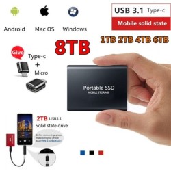 Armazenamento em disco rígido móvel - SSD - tipo C - USB 3.1 - liga de alumínio - 500 GB / 1 TB / 2 TB / 4 TB / 6 TB / 8 TB