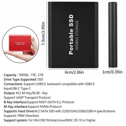 Armazenamento em disco rígido móvel - SSD - tipo C - USB 3.1 - liga de alumínio - 500 GB / 1 TB / 2 TB / 4 TB / 6 TB / 8 TB