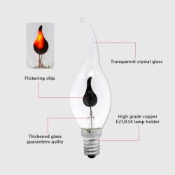 Lâmpada LED - luz de chama de vela cintilante - E14 / E27 - 3W - 220V - 10 peças