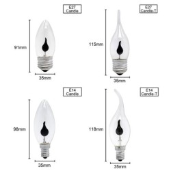 Lâmpada LED - luz de chama de vela cintilante - E14 / E27 - 3W - 220V - 10 peças