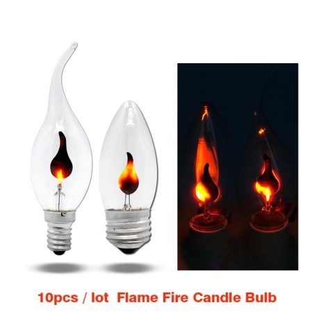 Lâmpada LED - luz de chama de vela cintilante - E14 / E27 - 3W - 220V - 10 peças