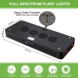 Lâmpada de cultivo de plantas - espectro completo - hidropônico - luz LED COB - 1220W / 2400W / 3600W