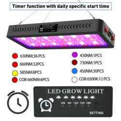 Lâmpada de cultivo de plantas - espectro completo - hidropônico - luz LED COB - 1220W / 2400W / 3600W