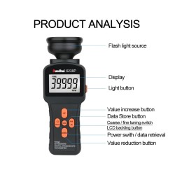 RuoShui - tacômetro estroboscópio digital - sem contato - medidor de velocidade de rotação - 40000 RPM