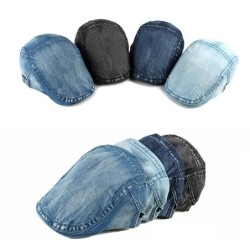 Boné/chapéu plano moderno - tipo bico de pato - jeans lavado - unissex