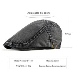 Trendy flat cap / hat - duckbill type - washed denim - unisexHats & Caps