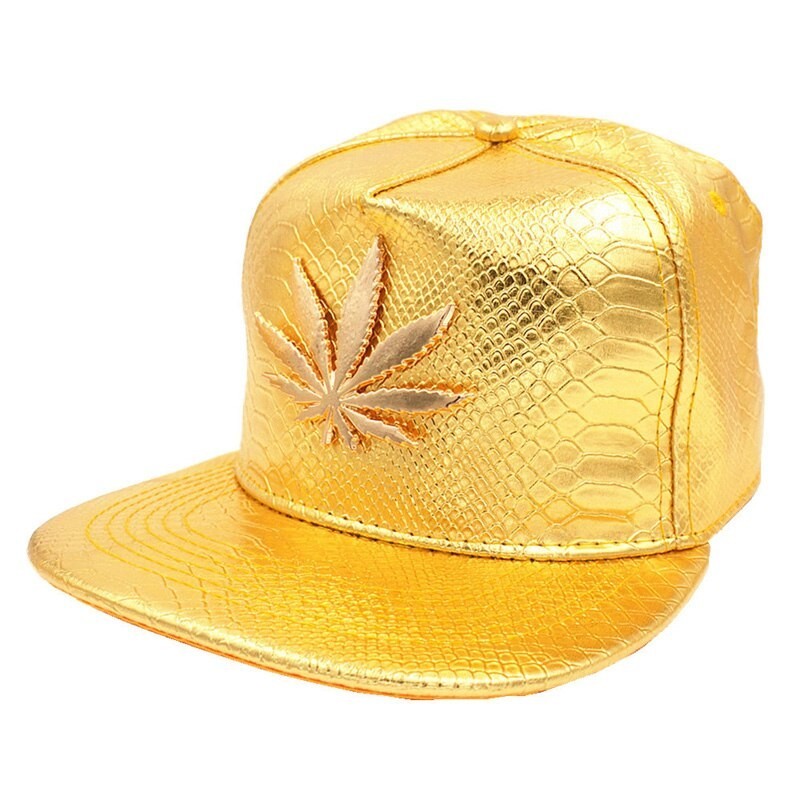 Boné de beisebol - snapback de couro - com folha de metal - estilo hip hop