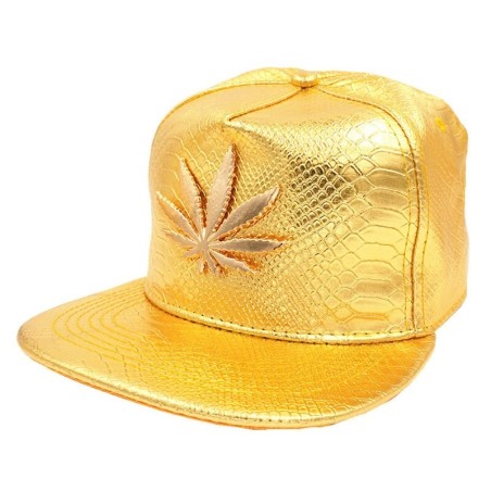 Boné de beisebol - snapback de couro - com folha de metal - estilo hip hop