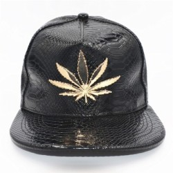 Boné de beisebol - snapback de couro - com folha de metal - estilo hip hop