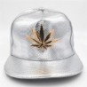 Boné de beisebol - snapback de couro - com folha de metal - estilo hip hop