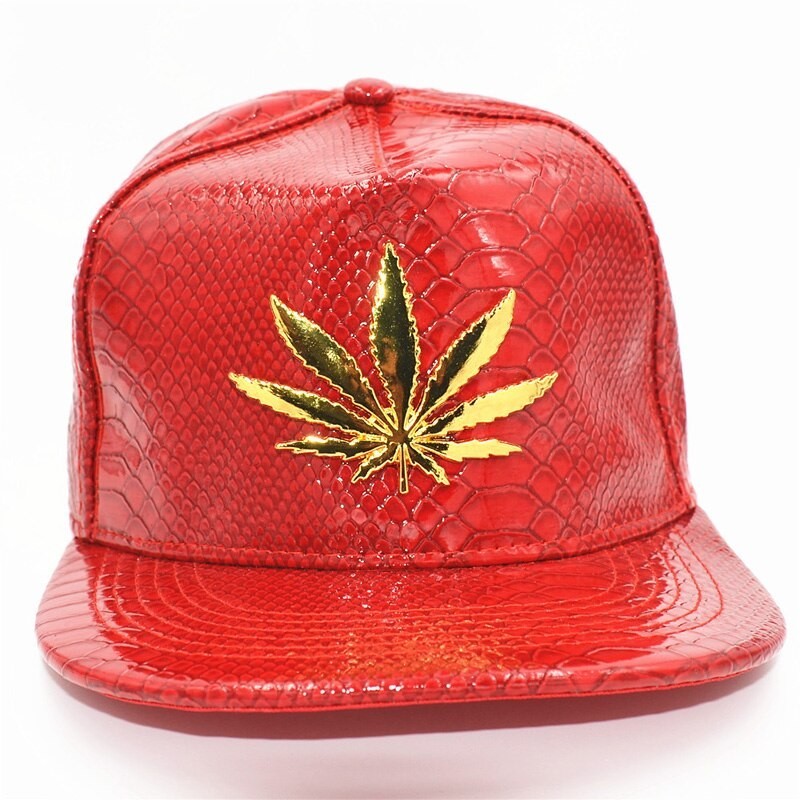 Boné de beisebol - snapback de couro - com folha de metal - estilo hip hop
