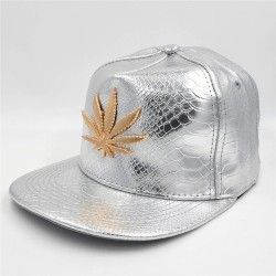 Boné de beisebol - snapback de couro - com folha de metal - estilo hip hop