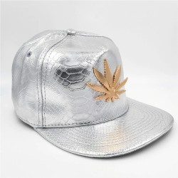 Boné de beisebol - snapback de couro - com folha de metal - estilo hip hop