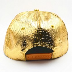 Boné de beisebol - snapback de couro - com folha de metal - estilo hip hop