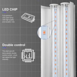 Lâmpada fito LED para cultivo de plantas - tubo duplo suspenso - espectro completo - hidropônico - 50cm