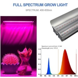 Lâmpada fito LED para cultivo de plantas - tubo duplo suspenso - espectro completo - hidropônico - 50cm