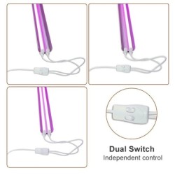 Lâmpada fito LED para cultivo de plantas - tubo duplo suspenso - espectro completo - hidropônico - 50cm