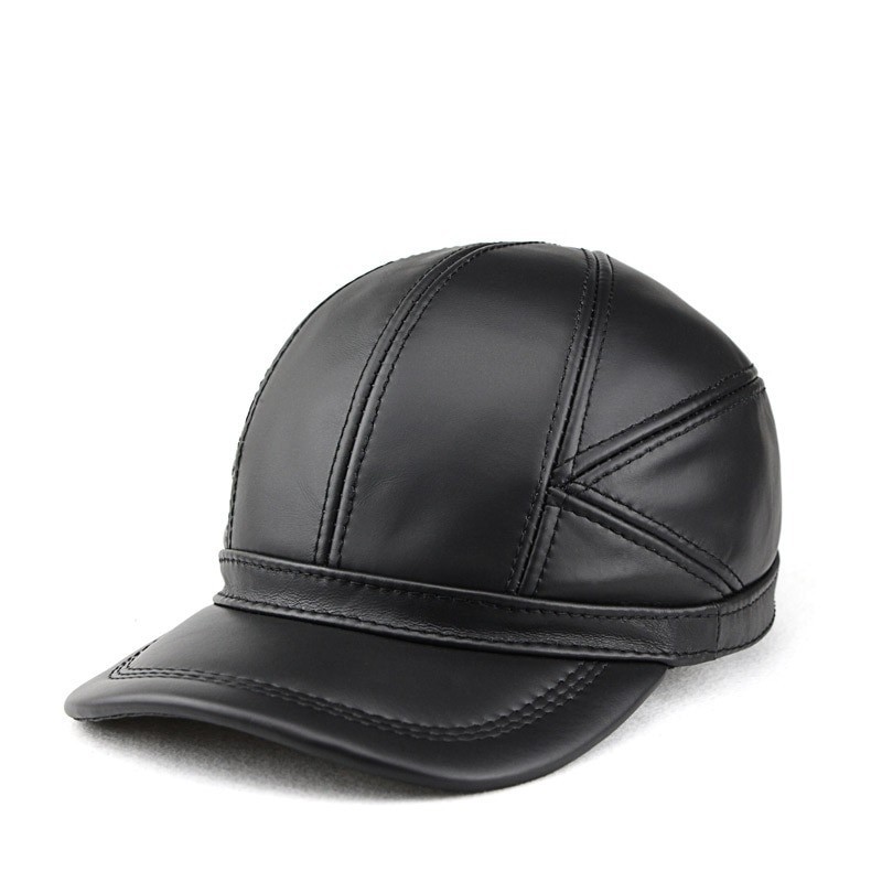 Boné de beisebol vintage na moda - couro genuíno - unissex