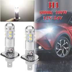 Lâmpada para farol de carro - H1 - 6000K - 80W - LED COB - 2 peças