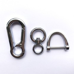 Chaveiro de metal - giratório de 360 graus - destacável - em forma de D