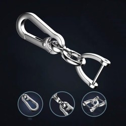 Chaveiro de metal - giratório de 360 graus - destacável - em forma de D