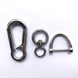 Chaveiro de metal - giratório de 360 graus - destacável - em forma de D