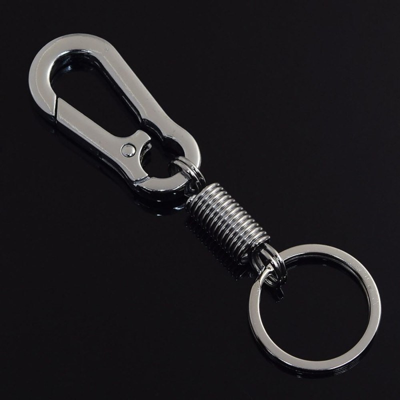 Chaveiro de metal - com mola / fivela - aço inoxidável - 10,5cm