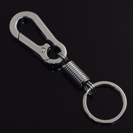 Chaveiro de metal - com mola / fivela - aço inoxidável - 10,5cm