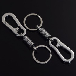 Chaveiro de metal - com mola / fivela - aço inoxidável - 10,5cm