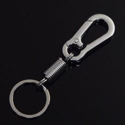 Chaveiro de metal - com mola / fivela - aço inoxidável - 10,5cm