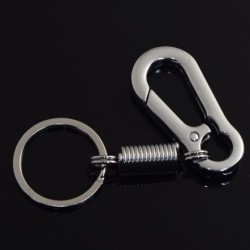 Chaveiro de metal - com mola / fivela - aço inoxidável - 10,5cm