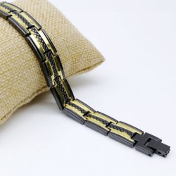 Pulseira magnética moderna preta / dourada - aço inoxidável - unissex - 2 peças