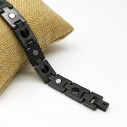 Pulseira magnética moderna preta / dourada - aço inoxidável - unissex - 2 peças