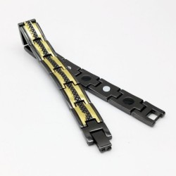 Pulseira magnética moderna preta / dourada - aço inoxidável - unissex - 2 peças