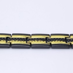 Pulseira magnética moderna preta / dourada - aço inoxidável - unissex - 2 peças