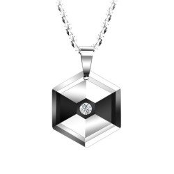 Pingente hexagonal com cristal - colar de tungstênio