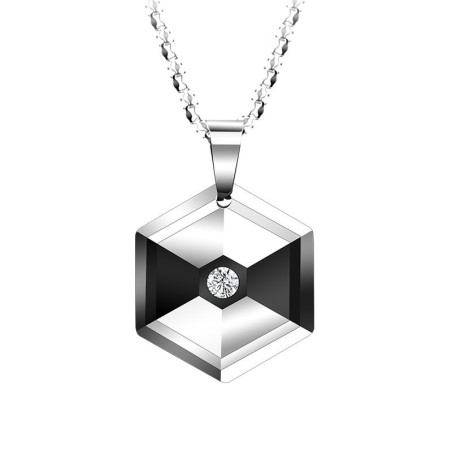 Pingente hexagonal com cristal - colar de tungstênio