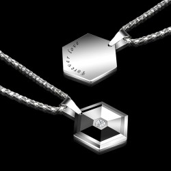 Hexagonal pendant with crystal - tungsten necklaceNecklaces