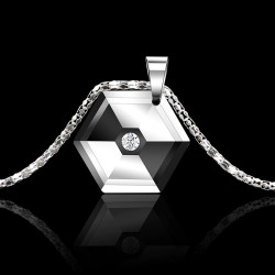 Hexagonal pendant with crystal - tungsten necklaceNecklaces